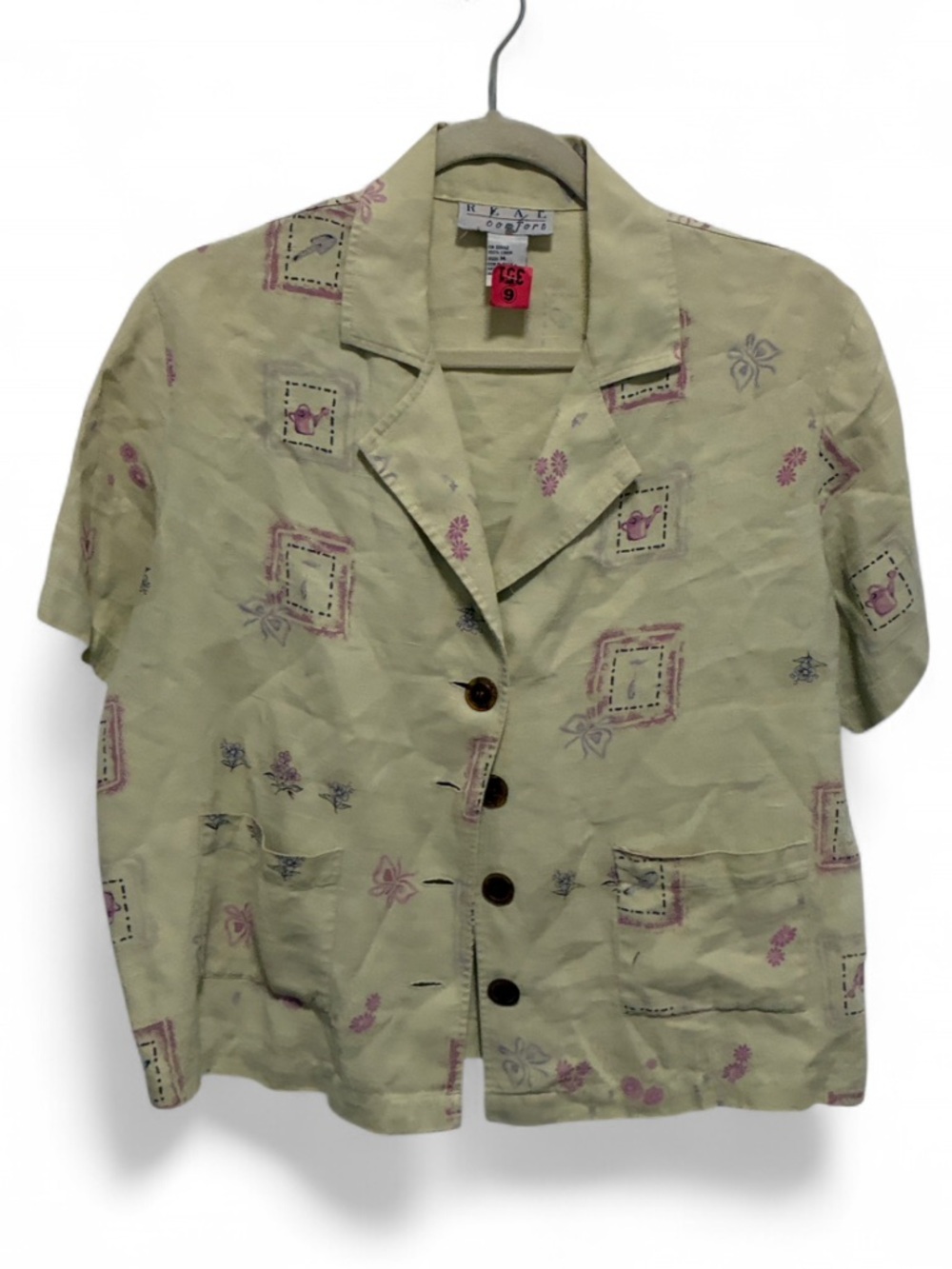 Y2K Pale Cottagecore Boho Yellow Short-Sleeve Button Front Shirt